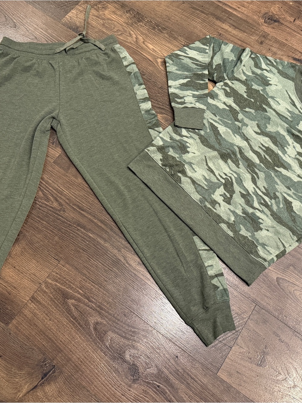 Splendid Olive Green Camo Pajama Set